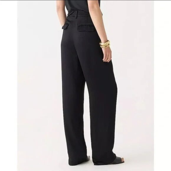 J. Crew Straight Leg Essential Pant in Luster Crepe - Black - Size 12 - Picture 3 of 7